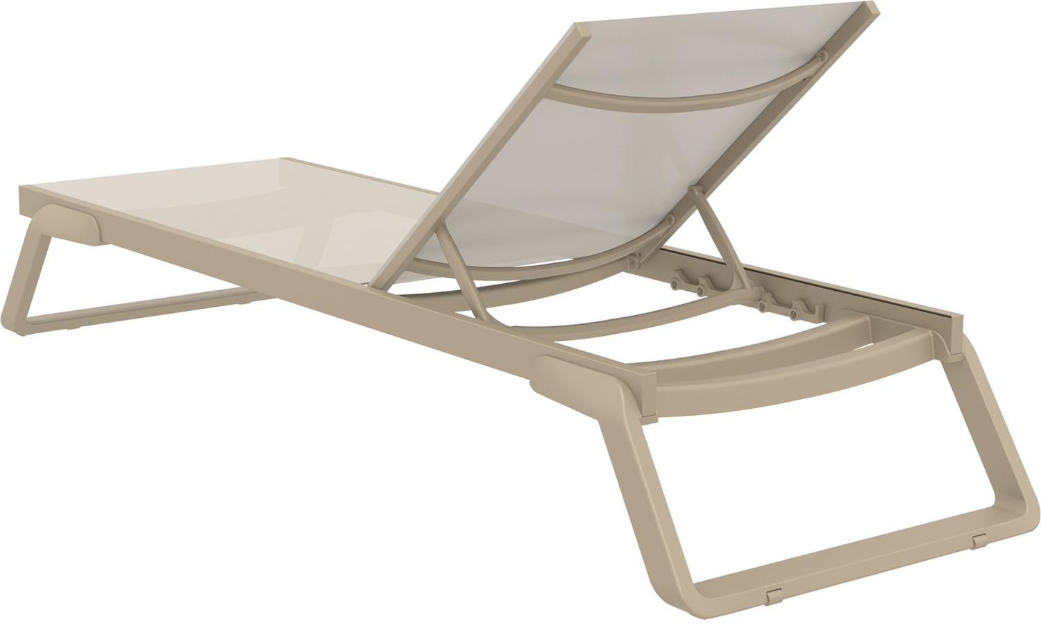 Siesta Tropic Sun Lounger, Taupe, Adjustable 5-Position Backrest, Weather-Resistant Polypropylene and Breathable Fabric, 210x72x31 cm, Stackable with Castors