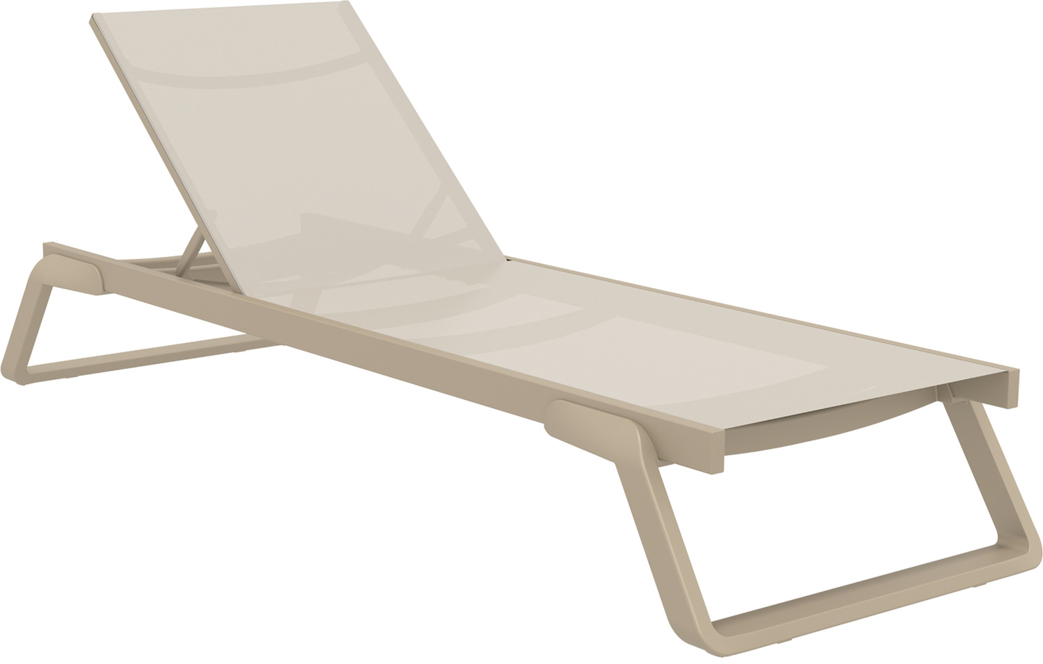 Siesta ISILPLAST PLASTIK SAN.VE TIC.A.S. Sun lounger Tropic Sonnenliege Tropic Sun lounger Tropic; 210x72x31 cm (LxWxH); taupe Sonnenliege Tropic; 210x72x31 cm (LxBxH); taupe Sun lounger made of durable, weather-resistant polypropylene. Surface made of breathable synthetic fabric. With castors. Up to four sun loungers can be stacked together. Backrest adjustable in five positions. Suitable for outdoor use. Sonnenliege aus langlebigen, witterungsbeständigen Polypropylen. Liegefläche aus atmungsaktivem Synthetikgewebe. Mit Rollen. Stapelbar bis zu vier Sonnenliegen. Rückenlehne verstellbar in fünf Positionen. Für den Außenbereich geeignet.