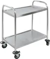 PULSIVA Smart 2BS Serving Trolley, Stainless Steel Rust-Proof 2-Shelf Cart, 41x71x81 cm, Silver, 80kg Total Load Capacity, Wheels with Brakes