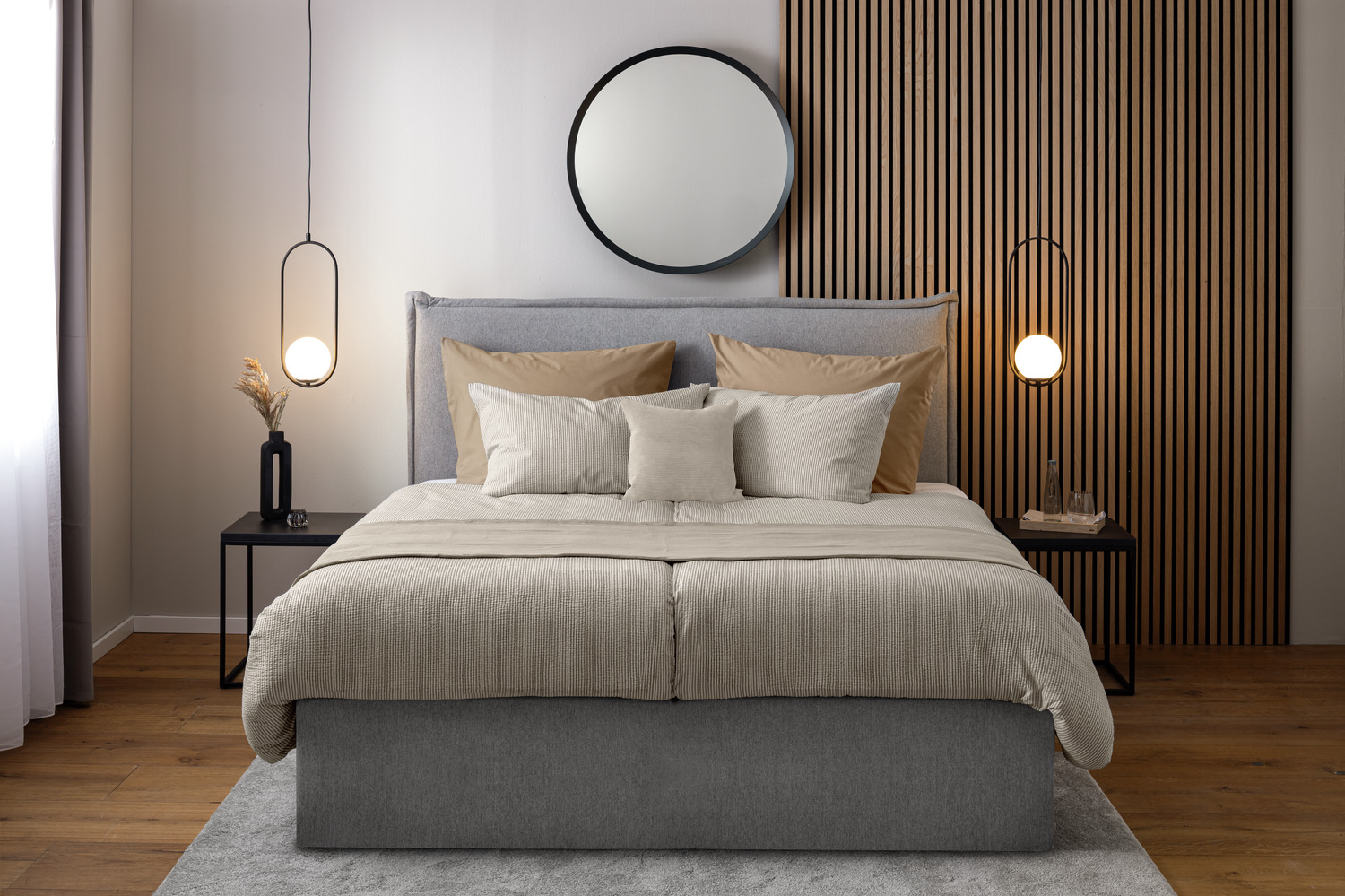 Material pentru lenjerie de pat ERWIN M. LUSINI Den Haag, 100% Bumbac Seersucker, Latime 160 cm, Bej Nisip cu Raiasuri, Ușor de Îngrijit, OEKO-TEX Standard 100