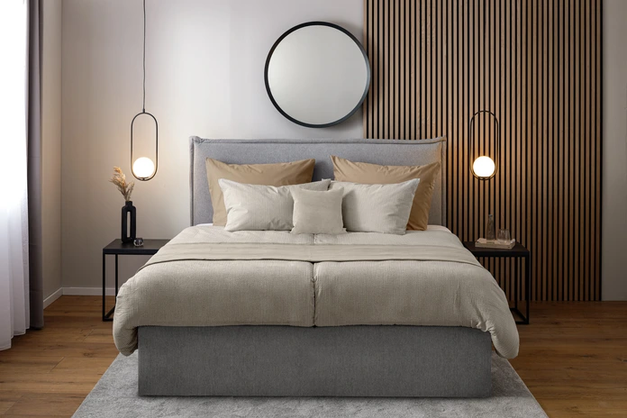 Material pentru lenjerie de pat ERWIN M. LUSINI Den Haag, 100% Bumbac Seersucker, Latime 160 cm, Bej Nisip cu Raiasuri, Ușor de Îngrijit, OEKO-TEX Standard 100