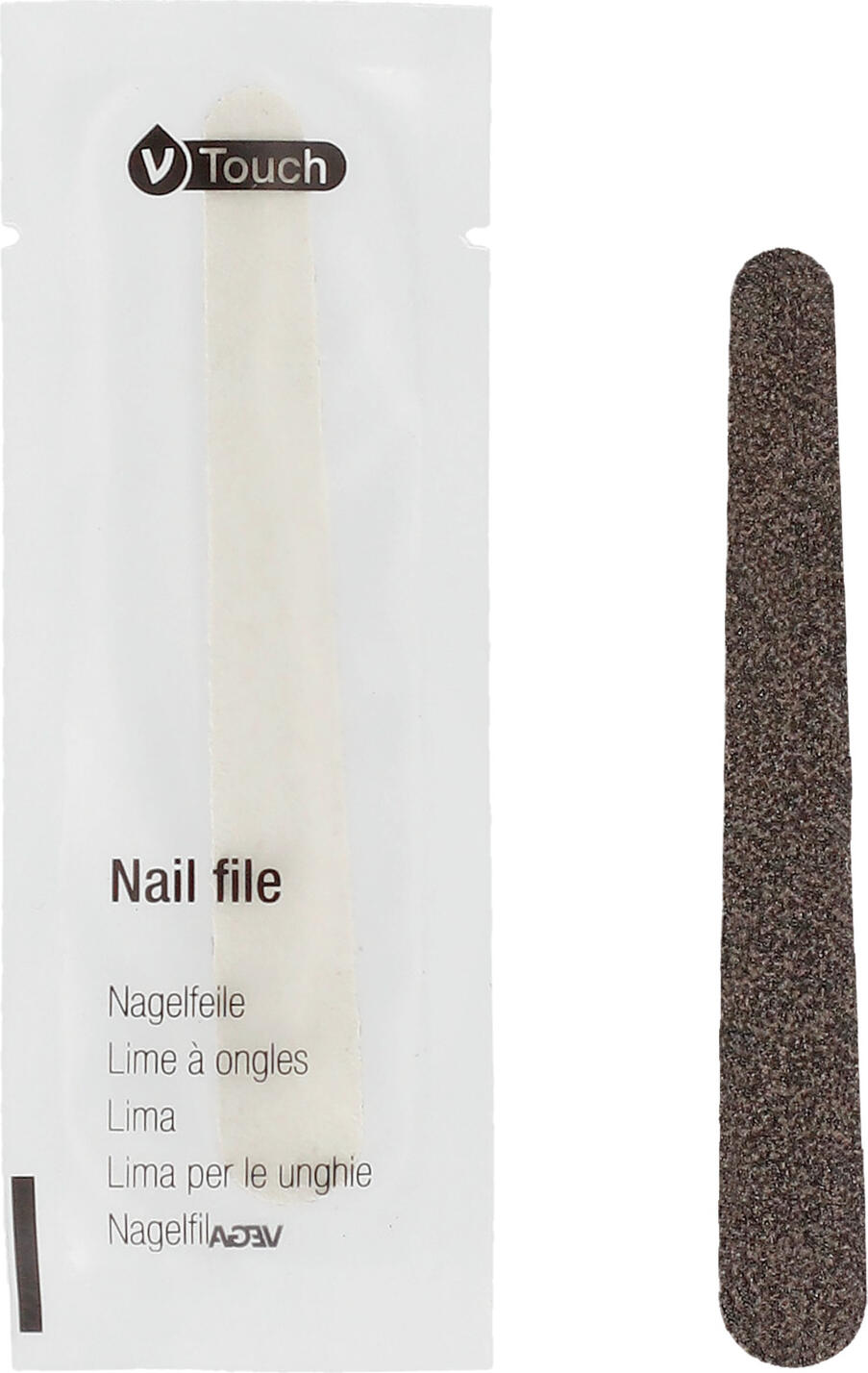 V-Touch LUSINI Solutions GmbH Hotel nail file V-Touch Hotel Nagelfeile V-Touch Hotel nail file V-Touch; 8 cm (L); multicolored; 250 piece / pack Hotel Nagelfeile V-Touch; 8 cm (L); mehrfarbig; 250 Stück / Pack Functional nail file V-Touch. For nail care and removal of small bumps. Ideally suited for use in hotels and guesthouses. With its timelessly simple foil packaging, the V-Touch accessories series can be perfectly combined with all cosmetics series from VEGA. You receive the nail file V-Touch in a practical package of 250, with each nail file individually packaged. Funktionale Nagelfeile V-Touch. Zur Nagelpflege und Entfernung kleiner Unebenheiten. Ideal geeignet für die Nutzung in Hotels und Pensionen. Mit ihrer zeitlos schlichten Folienverpackung lässt sich die Accessoires-Serie V-Touch mit allen Kosmetik-Serien von VEGA perfekt kombinieren. Sie erhalten die Nagelfeile V-Touch im praktischen 250er-Paket, wobei jede Nagelfeile einzeln verpackt ist.