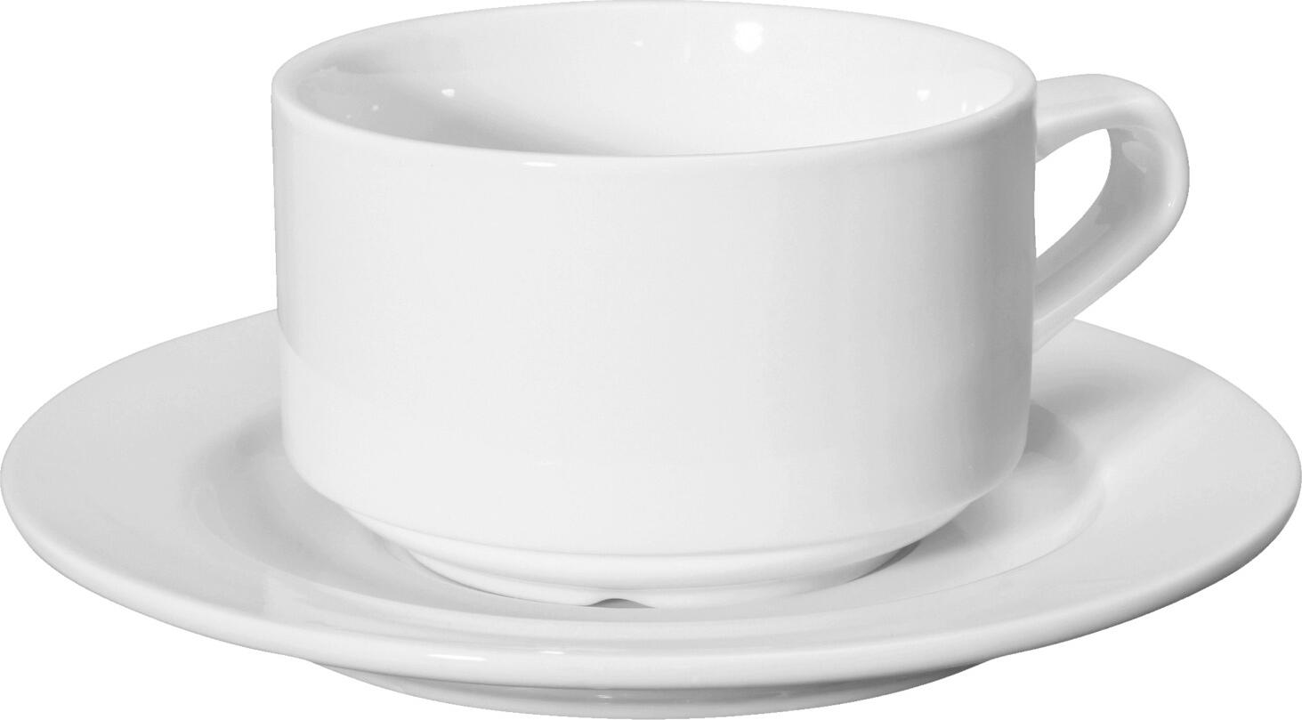 VEGA Base Porcelain Saucers, White Round Soup Tea Latte Plates, 17 cm Diameter, Dishwasher and Microwave Safe, Set of 6