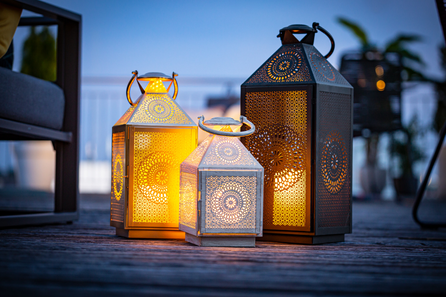 Vega Liz L Lantern, Black Perforated Metal with Mandala Patterns, 20x20x52 cm, Indoor and Protected Outdoor Use