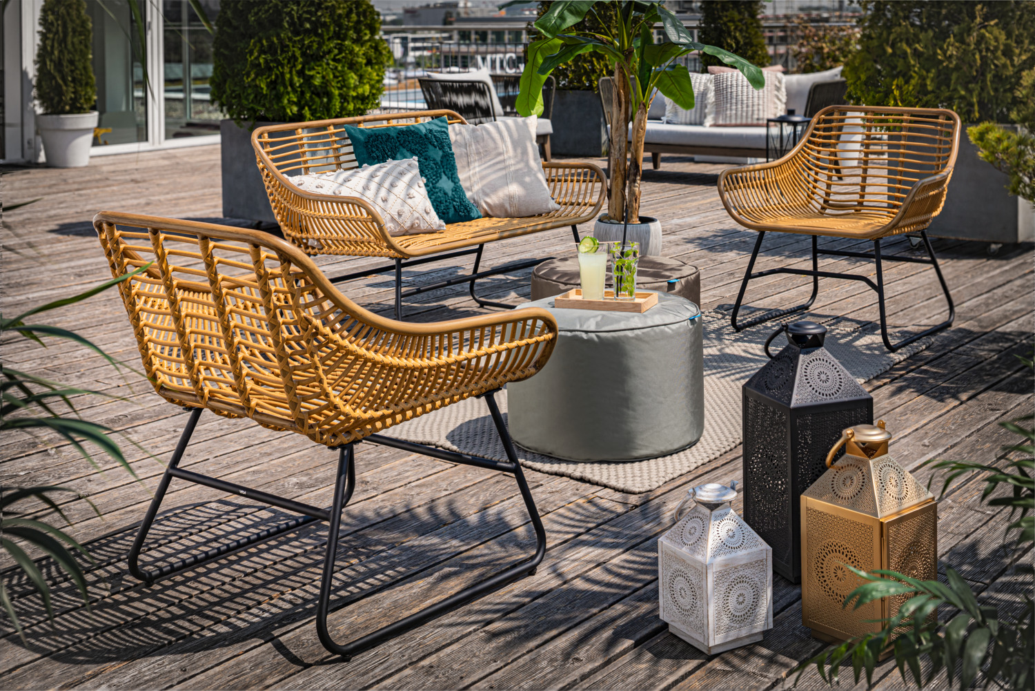 Vega Liz L Lantern, Black Perforated Metal with Mandala Patterns, 20x20x52 cm, Indoor and Protected Outdoor Use