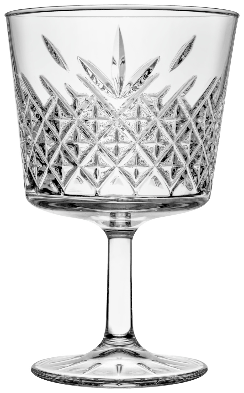 Pahar de Cocktail Pasabahce Timeless, 320 ml, Inaltime 151 mm, Diametru 88 mm, Sticla Temperata Transparenta cu Model Relievat, Rezistent la Masina de Spalat Vase
