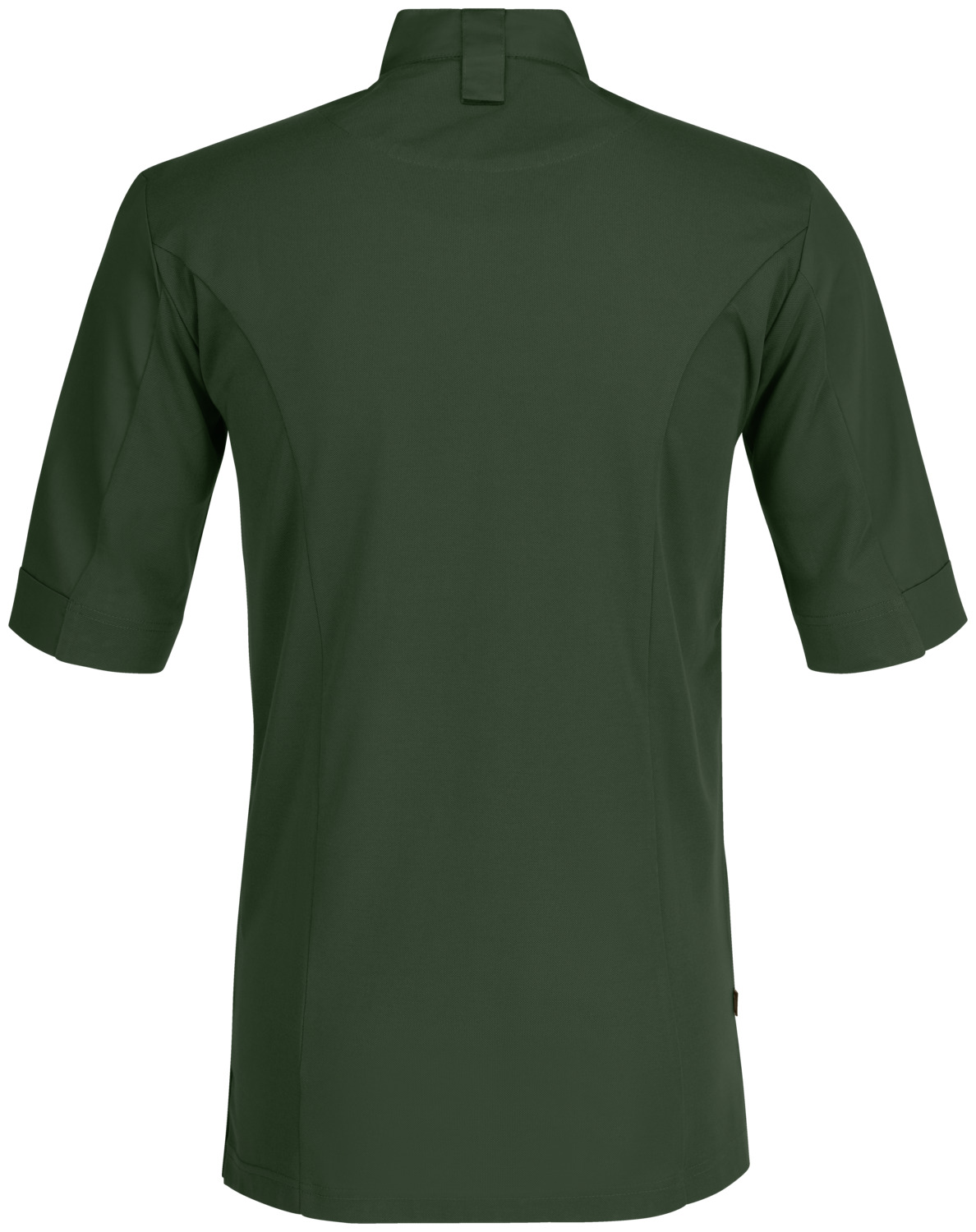 Jobeline Marco Men's Short-Sleeved Chef's Jacket, Polyester Cotton Blend, Breathable Piqué Back and Sleeves, Wing Collar, Dark Olive
