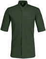 Jobeline Marco Men's Short-Sleeved Chef's Jacket, Polyester Cotton Blend, Breathable Piqué Back and Sleeves, Wing Collar, Dark Olive