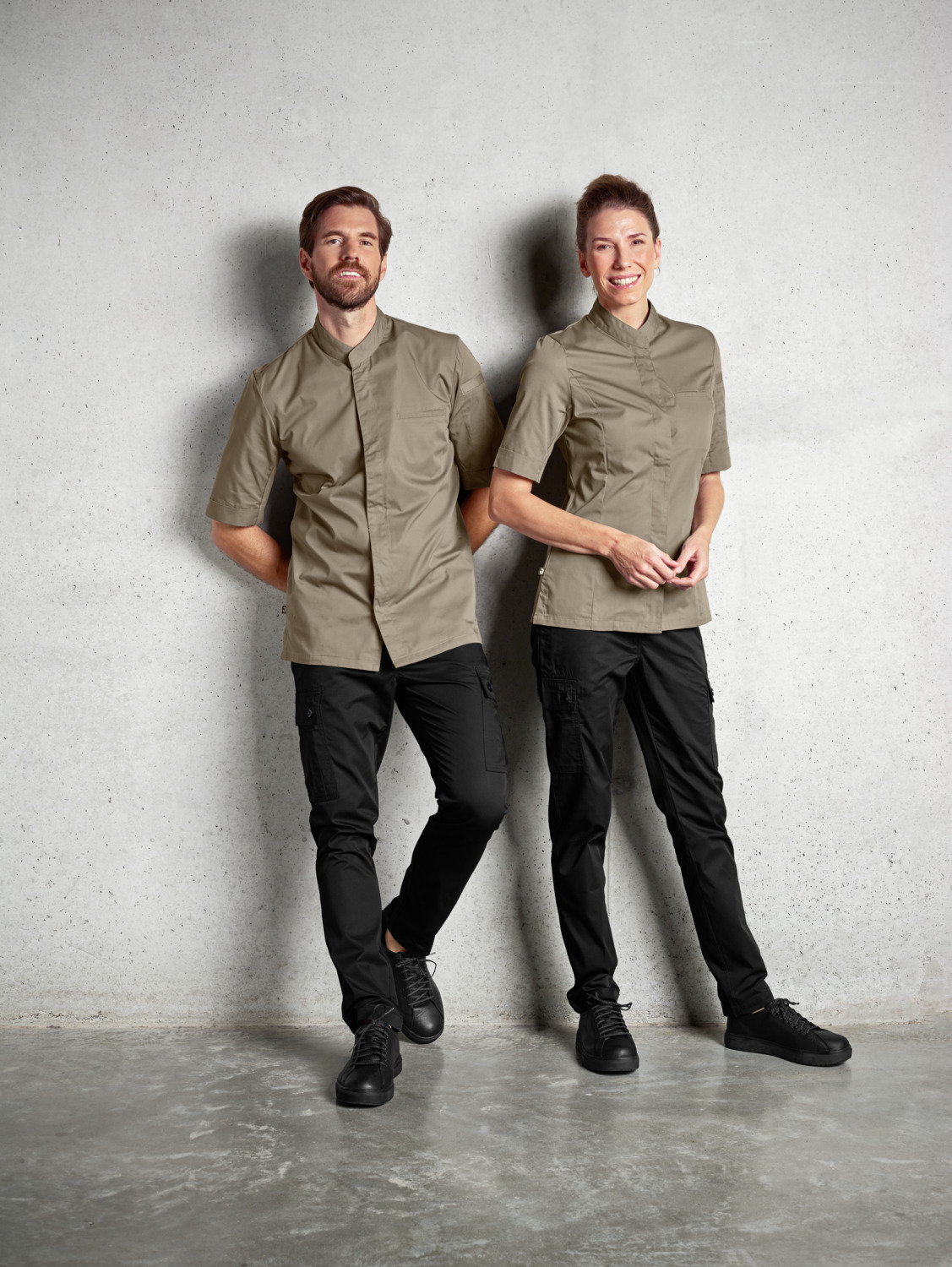Jacket de Bucatar Jobeline Marco cu Maneca Scurta pentru Barbati, 65% Poliester 35% Bumbac, Croiala Slim, Guler Wing, Spate Respirabil, 23.HDE.44540