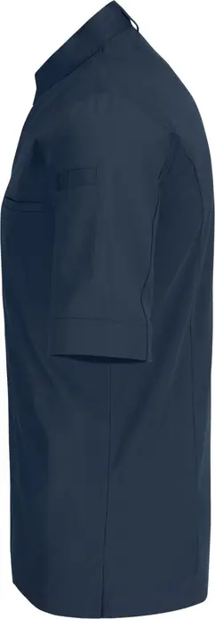 Jobeline Marco Men's Short-Sleeved Chef's Jacket, Polyester-Cotton Blend, Wing Collar, Navy, Breathable Piqué Back, OEKO-TEX Standard 100