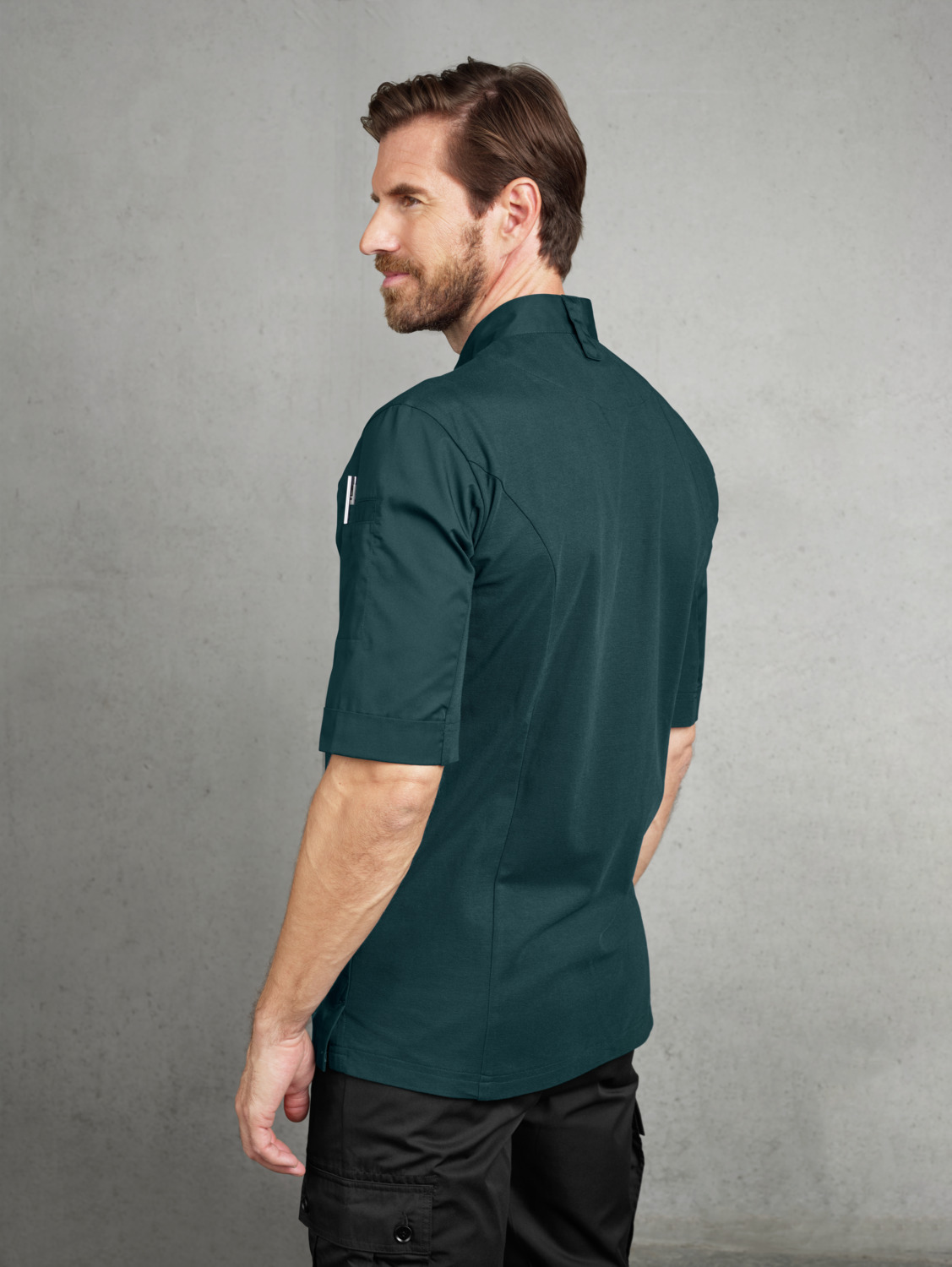 Jacket de Bucatar Jobeline Marco Barbati, Maneca Scurta, Croiala Slim Fit, Poliester-Bumbac, Guler Wing, Spate Respirabil, OEKO-TEX 23.HDE.44540
