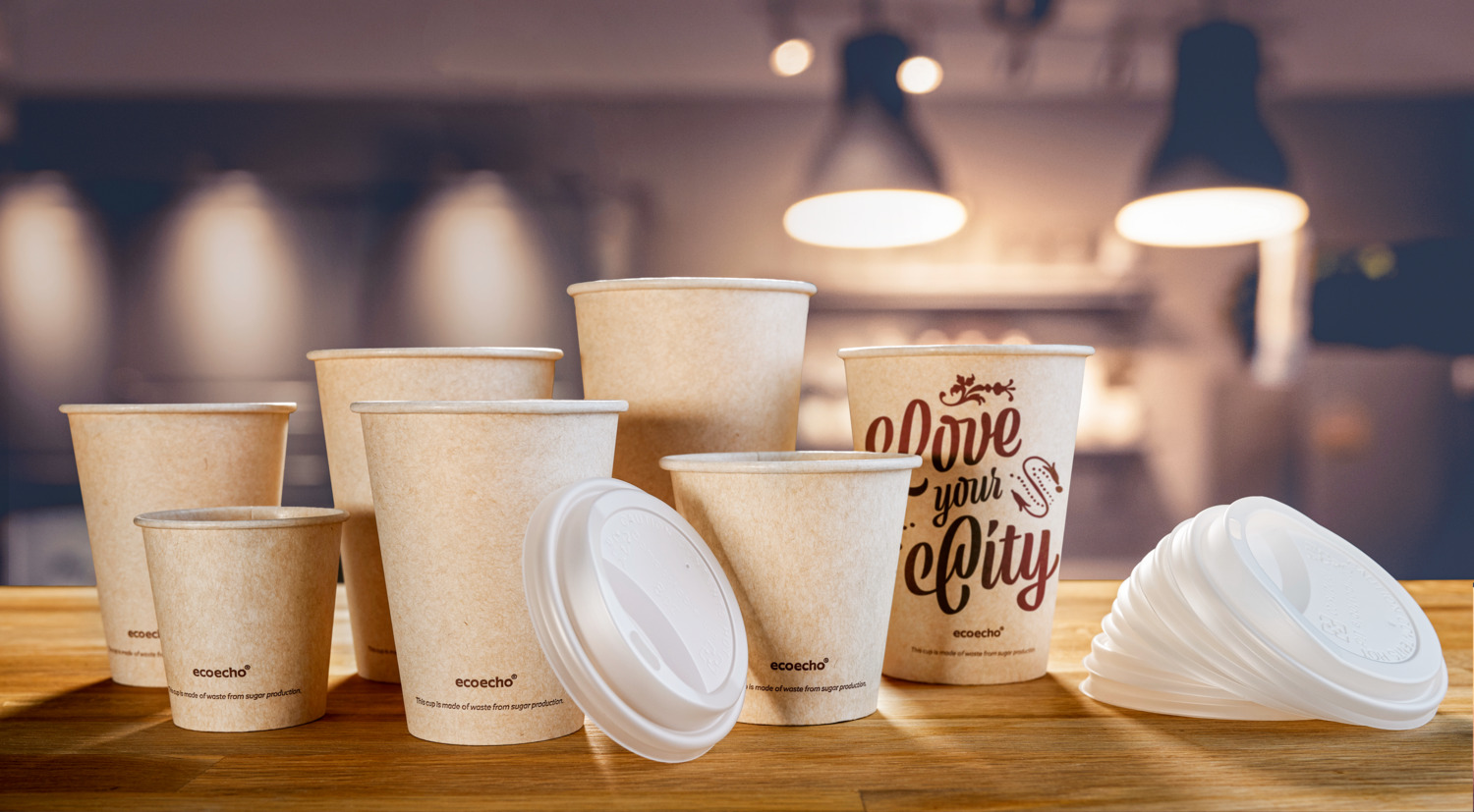Duni Eco IV Flat Lids for Sugar Cane Drinking Cups, CPLA Bio-based Plastic, White, 9.3 cm Diameter, Compostable EN 13432, Pack of 75