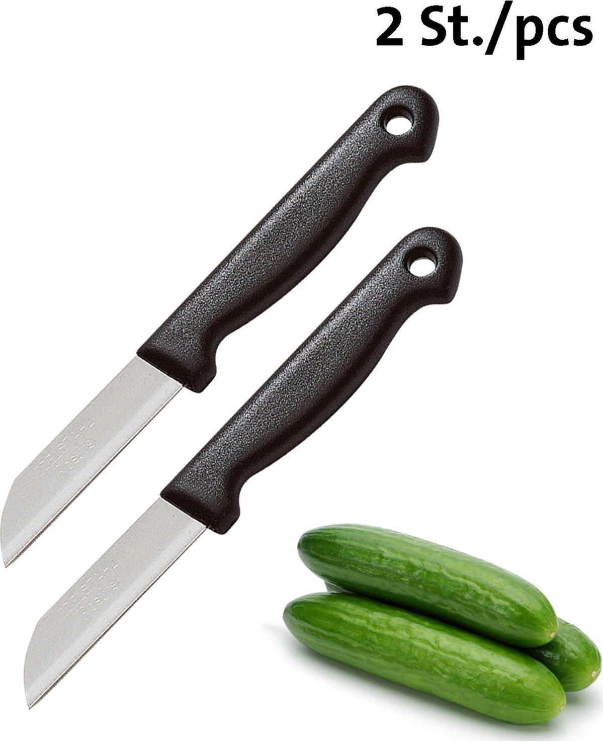 Westmark Techno Kitchen Knife Set of 2, 7cm Stainless Steel Blade, 15.5cm Total Length, Ergonomic Black Polypropylene Handle for Peeling and Cutting