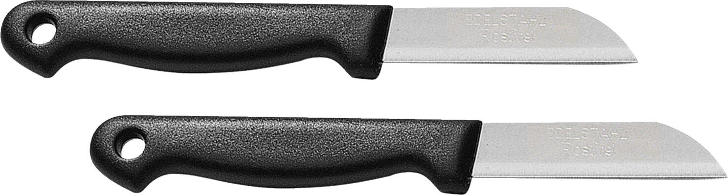 Westmark Westmark GmbH Kitchen knife Techno 15.5 cm Küchenmesser Techno 15.5cm Kitchen knife Techno 15.5 cm; 15.5 cm (L); black; 2 piece / pack Küchenmesser Techno 15.5cm; 15.5 cm (L); schwarz; 2 Stück / Pack Classic, high-quality kitchen knife with straight blade made of stainless steel and ergonomically shaped handle made of polypropylene. For peeling, cutting and coring vegetables and fruit. Long lasting sharpness guaranteed. Klassisches, hochwertiges Küchenmesser mit gerader Klinge aus Edelstahl und ergonomisch geformtem Griff aus Polypropylen. Zum schälen, schneiden und entkernen von Gemüse und Obst. Langanhaltende Schärfe garantiert.