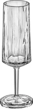 koziol koziol »ideas for friends GmbH Champagne glass Flute Club No. 14 Superglas with filling lin Sektglas Flute Club No. 14 Superglas mit Eichstrich Champagne glass Flute Club No. 14 Superglas with filling line; 180 ml, 6.6x20.2 cm (ØxH); transparent; 0.1 l Filling line, 70 piece / pack Sektglas Flute Club No. 14 Superglas mit Eichstrich; 180 ml, 6.6x20.2 cm (ØxH); transparent; 0.1 l Eichstrich, 70 Stück / Pack The Superglas is made from unbreakable high-tech plastic in an attractive faceted design for Crémant, Mimosa, Cava and Kir Royal. It complies with legal requirements for all areas where glass is prohibited. Insulates four times better than conventional glass. Shock-resistant, recyclable, dishwasher-safe up to a maximum of 70 °C; wash new glasses at over 80 °C for the first time; pH-neutral detergents and a special rinse aid for plastic glasses are recommended. Customisation with your chosen logo – including all-round printing – is available from 100 pieces using the Luxury Print process. For orders of 250 pieces or more, your logo can also be applied using the pad printing process. Or would you like your own custom colour? – We’d be happy to produce this for you from as little as 500 pieces. Das Superglas besteht aus unzerbrechlichem Hightech-Kunststoffmaterial in attraktiven Facettendesign für Cremant, Mimosa, Cava, Kir Royal. Erfüllt die gesetzlichen Vorgaben für alle Bereiche mit Glasverbot. Isoliert viermal besser als herkömmliches Glas. Stoßfest, recyclebar, spülmaschinengeeignet bis max. 70 °C, neue Gläser erstmals über 80 °C spülen, pH-neutrale Reinigungsmittel und speziellen Klarspüler für Kunststoffgläser empfohlen. Eine Veredelung mit Ihrem Wunsch Logo, gern auch als Rundumdruck ist ab 100 Stück mit dem Luxury Print Verfahren möglich. Ab 250 Stück ist Ihr Logo auch im Tampondruckverfahren möglich. Oder Sie wünschen eine eigene Sonderfarbe? - Diese setzen wir gern bereits ab 500 Stück für Sie um.