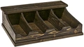 Tava pentru tacuri VEGA Greenwood, Organizator Cutlery Box din lemn de pin cu 4 compartimente, Coada de rândunică, Maro Rustic, 42 x 30.6 x 12.5 cm