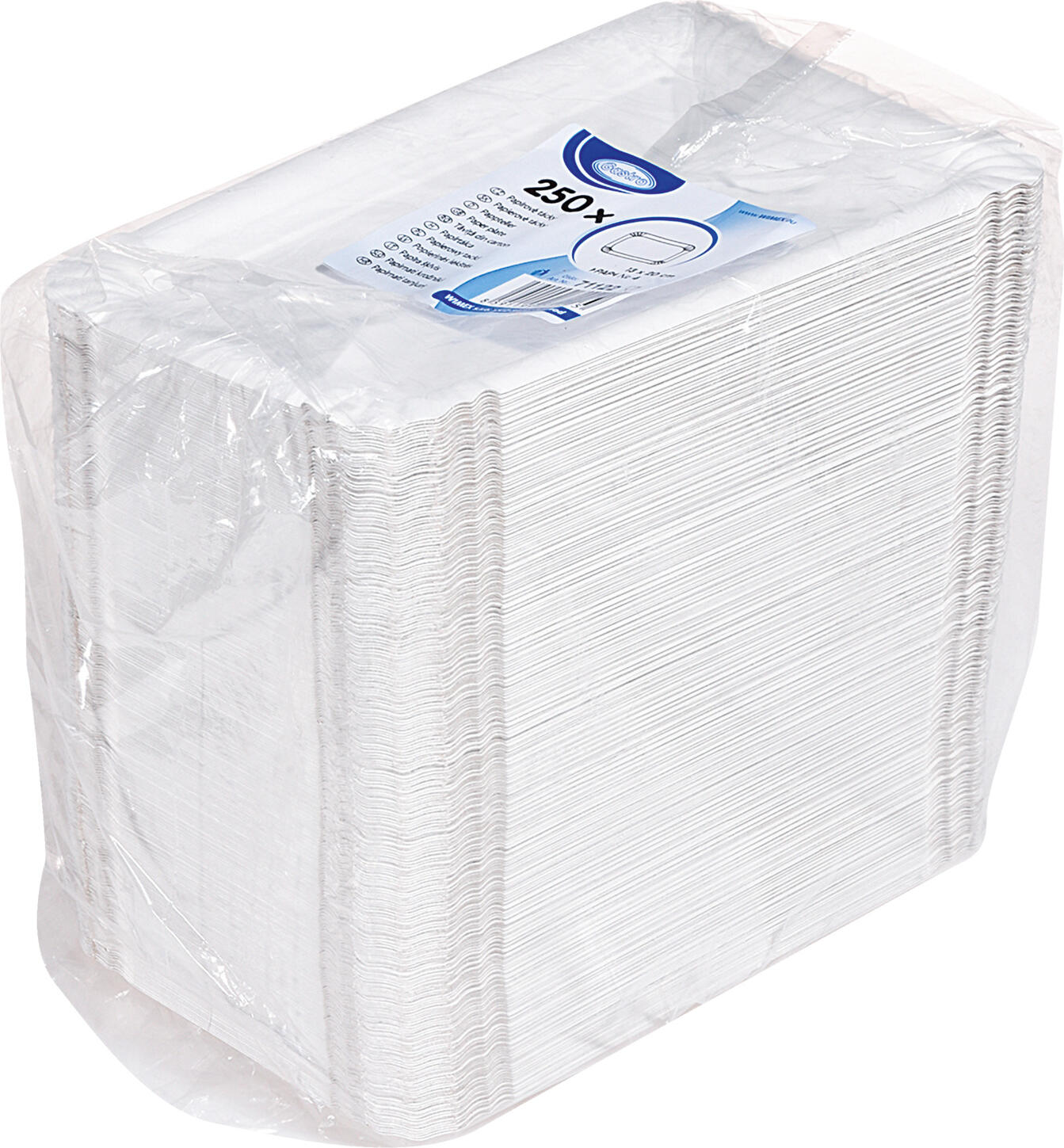 WIMEX Party Biodegradable Paper Plates, Rectangular, 250 pcs, 100% Renewable Wood Fibre, Microwave Safe, Temperature Resistant -40 to +180 °C, White