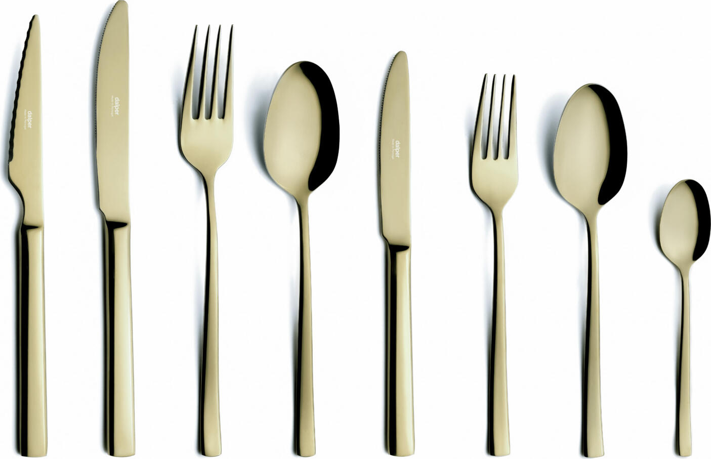 Dalper Oneda Table Knife Set of 12, 18/10 Stainless Steel, PVD Coating, Champagne Color, 22.7 cm, 3 mm Thickness, Made in Portugal