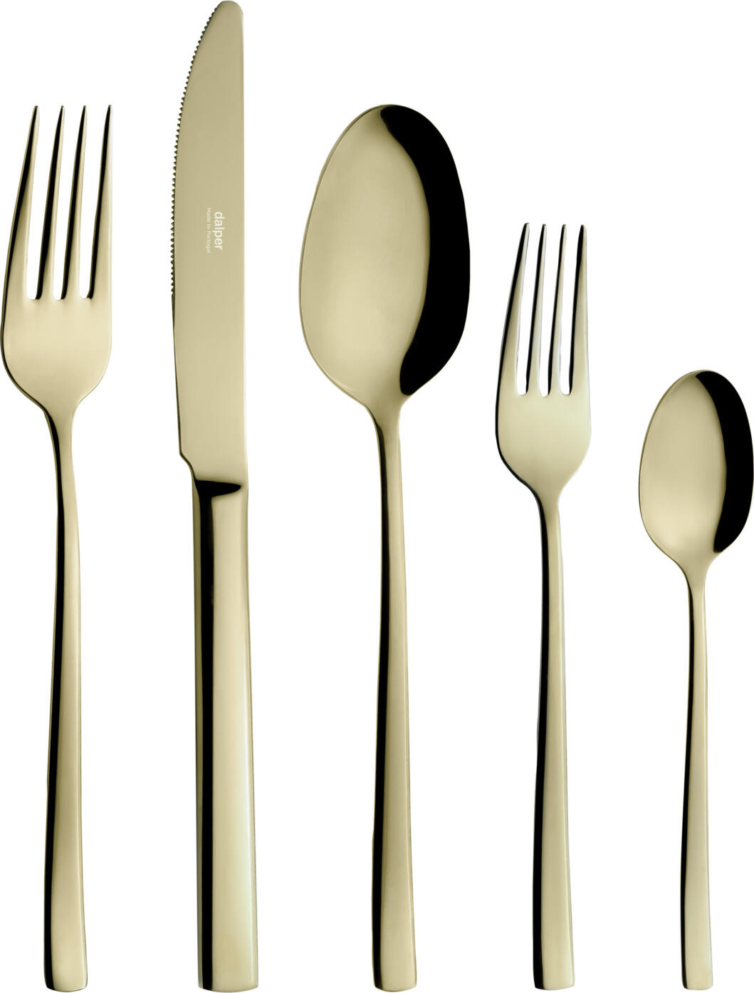 Dalper Oneda Table Knife Set of 12, 18/10 Stainless Steel, PVD Coating, Champagne Color, 22.7 cm, 3 mm Thickness, Made in Portugal