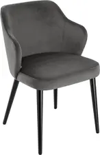 VEGA LUSINI Solutions GmbH Upholstered chair Katya velvet Polsterstuhl Katya Samt Upholstered chair Katya velvet; 55x58x81 cm (WxDxH); seat grey, base black Polsterstuhl Katya Samt; 55x58x81 cm (BxTxH); Sitz grau, Gestell schwarz High-quality and stylish upholstered chair with velvet fabric and black lacquered beech legs. The generous upholstery ensures comfortable seating. Fire-retardant cover. Suitable for indoor use only. Supplied assembled, incl. plastic glides. Hochwertiger und schicker Polsterstuhl mit Samtstoff und schwarz lackierten Buchenbeinen. Die großzügige Polsterung sorgt für einen bequemen Sitzkomfort. Feuerhemmender Bezug. Nur für den Innenbereich geeignet. Lieferung erfolgt montiert, inkl. Kunststoffgleiter.