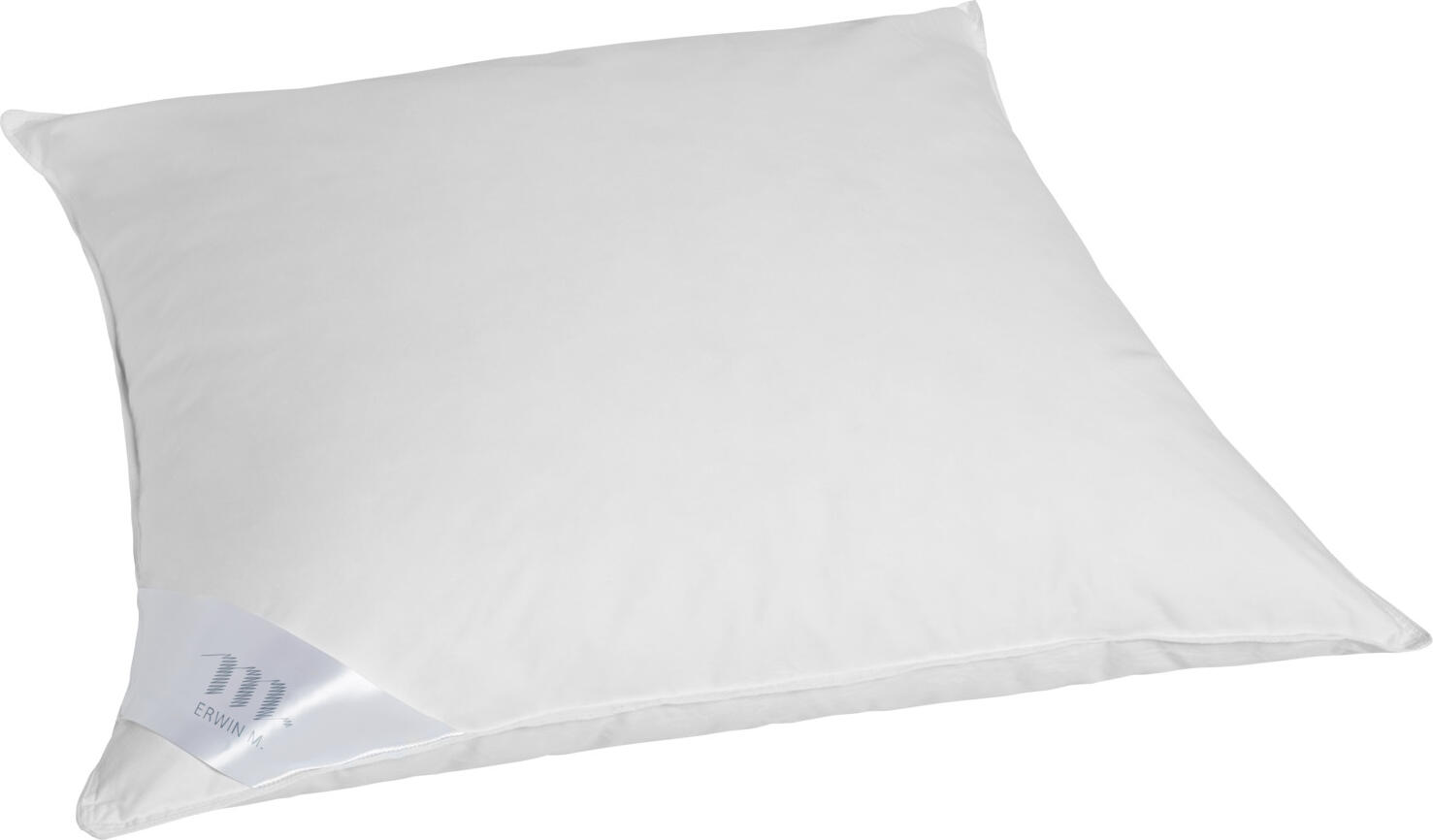 ERWIN M. Apollo Pillow, 65x65 cm, White, 85% Duck Feather 15% Down Class 1, 100% Cotton Satin Cover, Downpass & OEKO-TEX Certified, Made in Germany