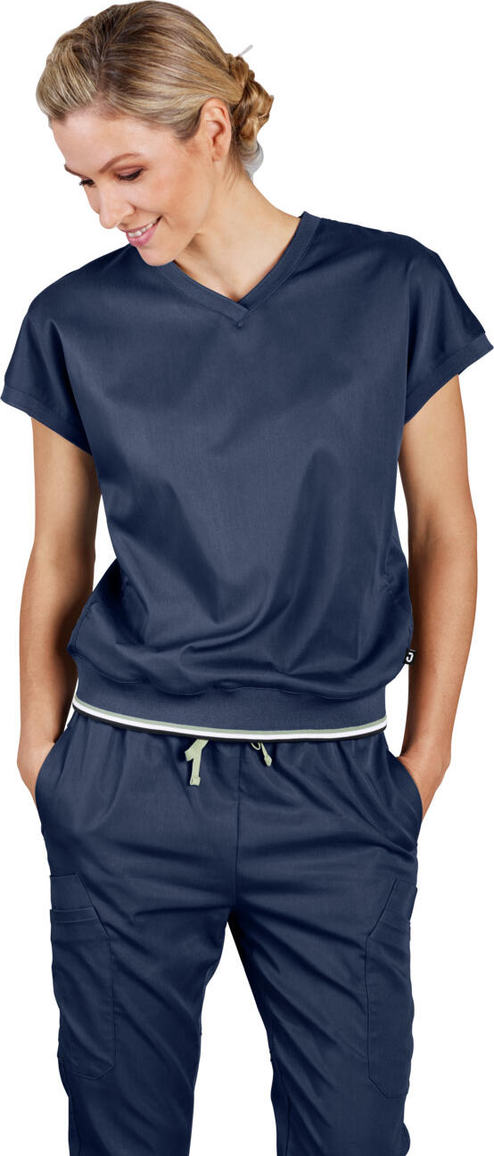 Jobeline Paola Women's Tunic, Modern Sweatshirt-Style Medical Scrub, Lyocell Tencel and Polyester, Breathable Cooling Fabric, Navy