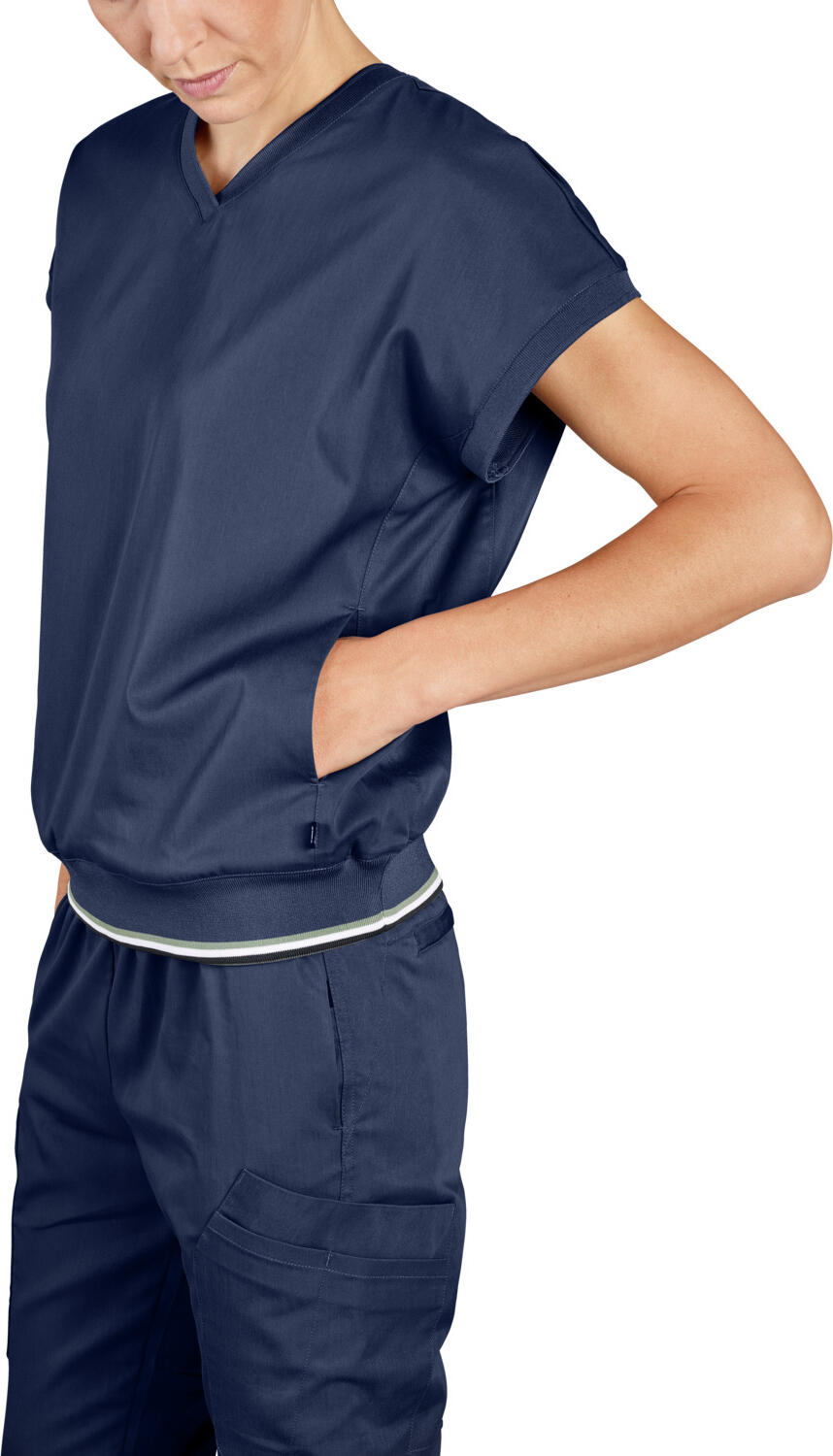 Jobeline Paola Women's Tunic, Modern Sweatshirt-Style Medical Scrub, Lyocell Tencel and Polyester, Breathable Cooling Fabric, Navy