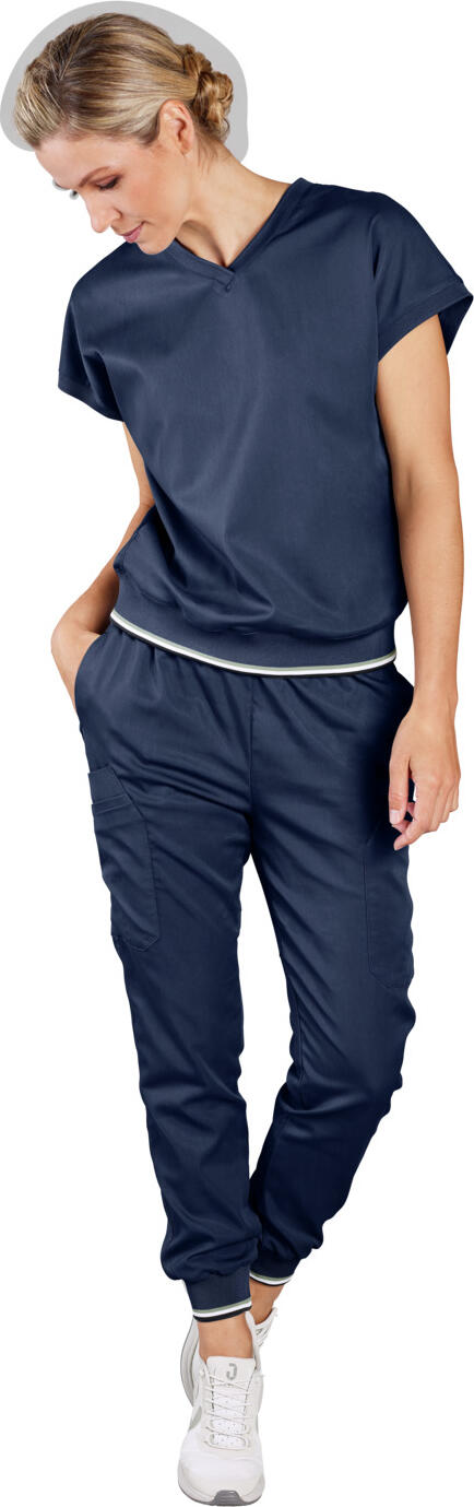 Jobeline Paola Women's Tunic, Modern Sweatshirt-Style Medical Scrub, Lyocell Tencel and Polyester, Breathable Cooling Fabric, Navy