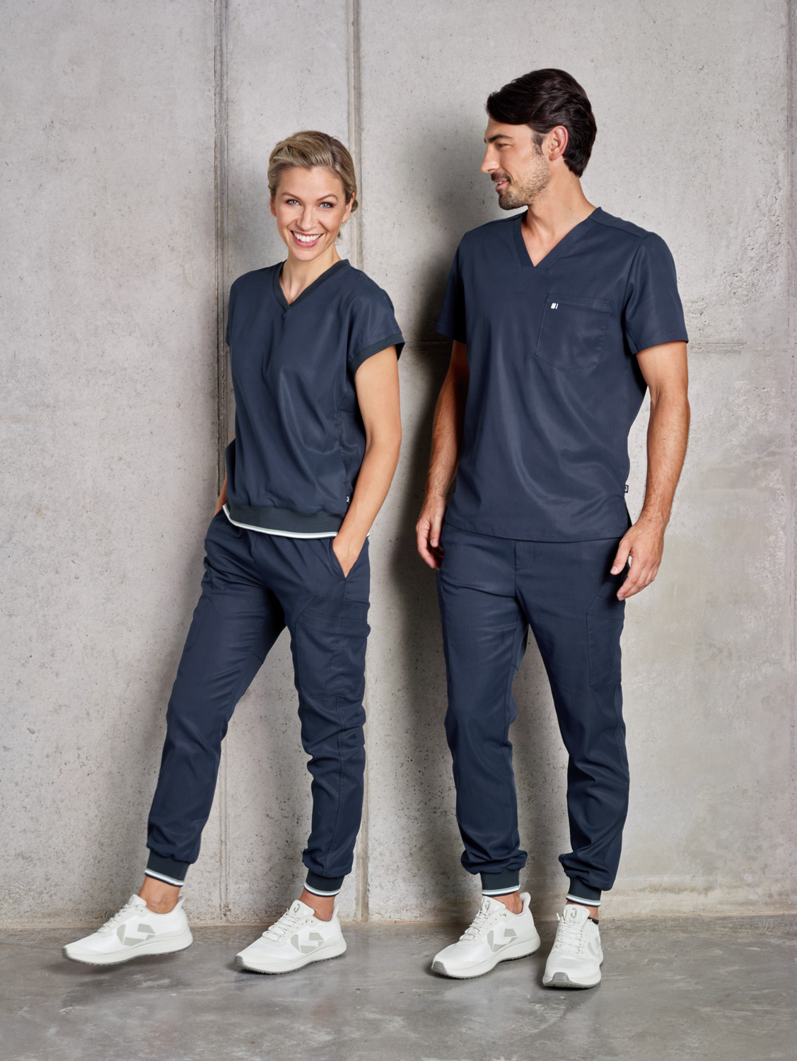 Jobeline Paola Women's Tunic, Modern Sweatshirt-Style Medical Scrub, Lyocell Tencel and Polyester, Breathable Cooling Fabric, Navy