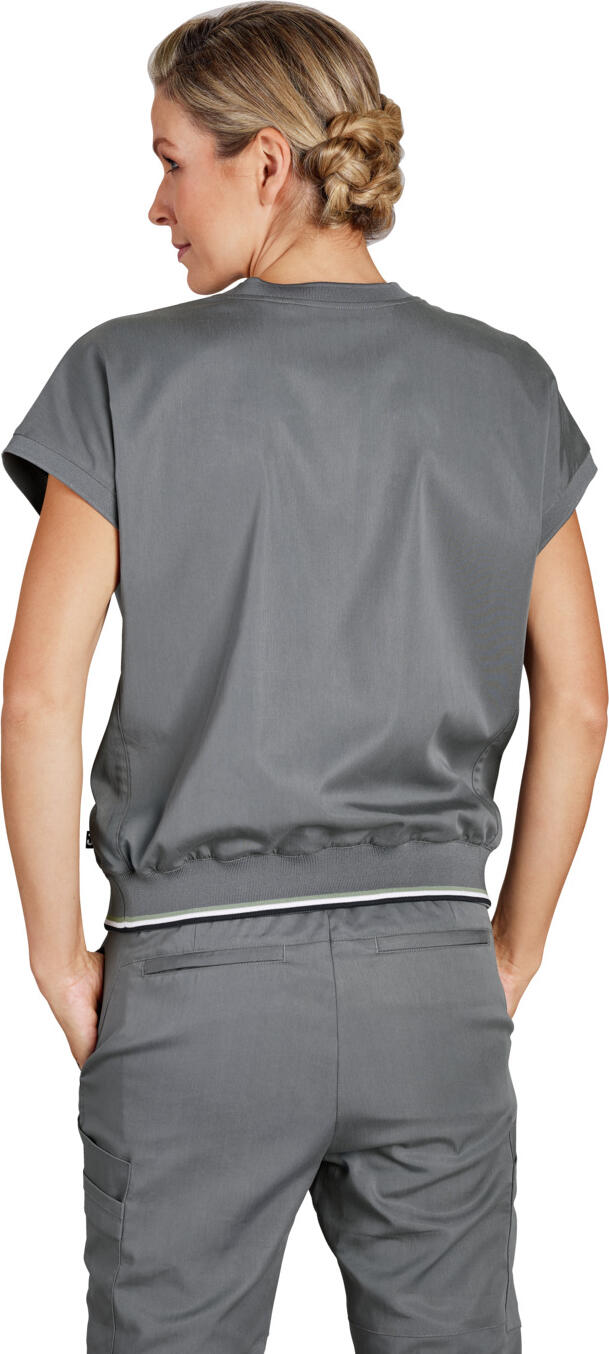 Tunică Jobeline Paola pentru femei, mărime 2XL, model modern stil sweatshirt cu guler V, din Lyocell Tencel și Poliester, material respirabil, Gri