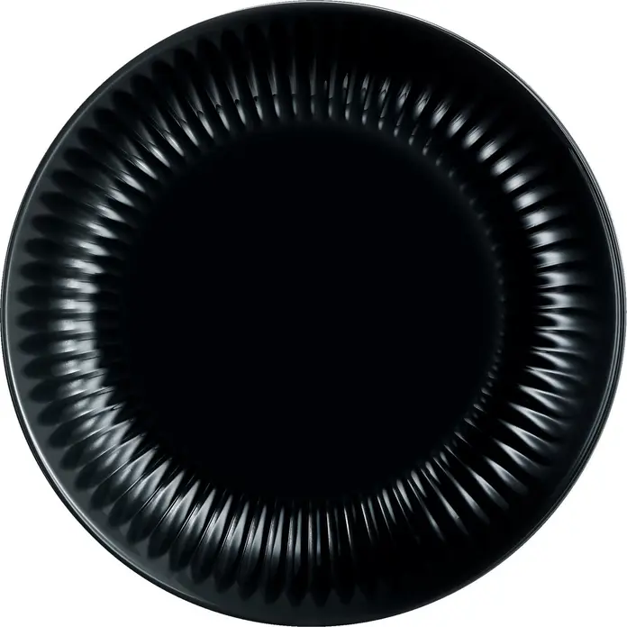 Luminarc Cottage Tempered Glass Flat Plates, Black Round Ribbed Edge, Stackable, Dishwasher and Microwave Safe