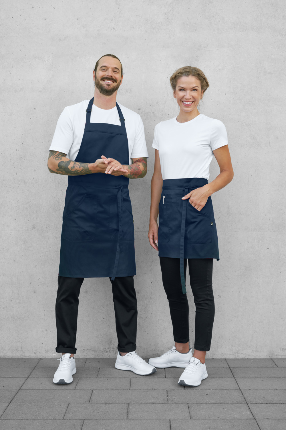 Jobeline Gabo Waist Apron, 45 x 80 cm, Polyester-Cotton Blend, Navy, with Two Patch Pockets and Side Towel Loop, OEKO-TEX Certified