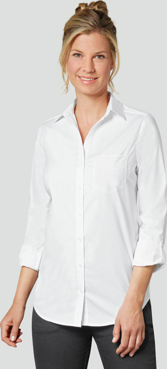 JOBELINE Kim Women's Long Sleeve Blouse 124886, Cotton-Polyester Blend, Easy-Care, Easy-Iron, with Breast Pocket and Shirt Collar