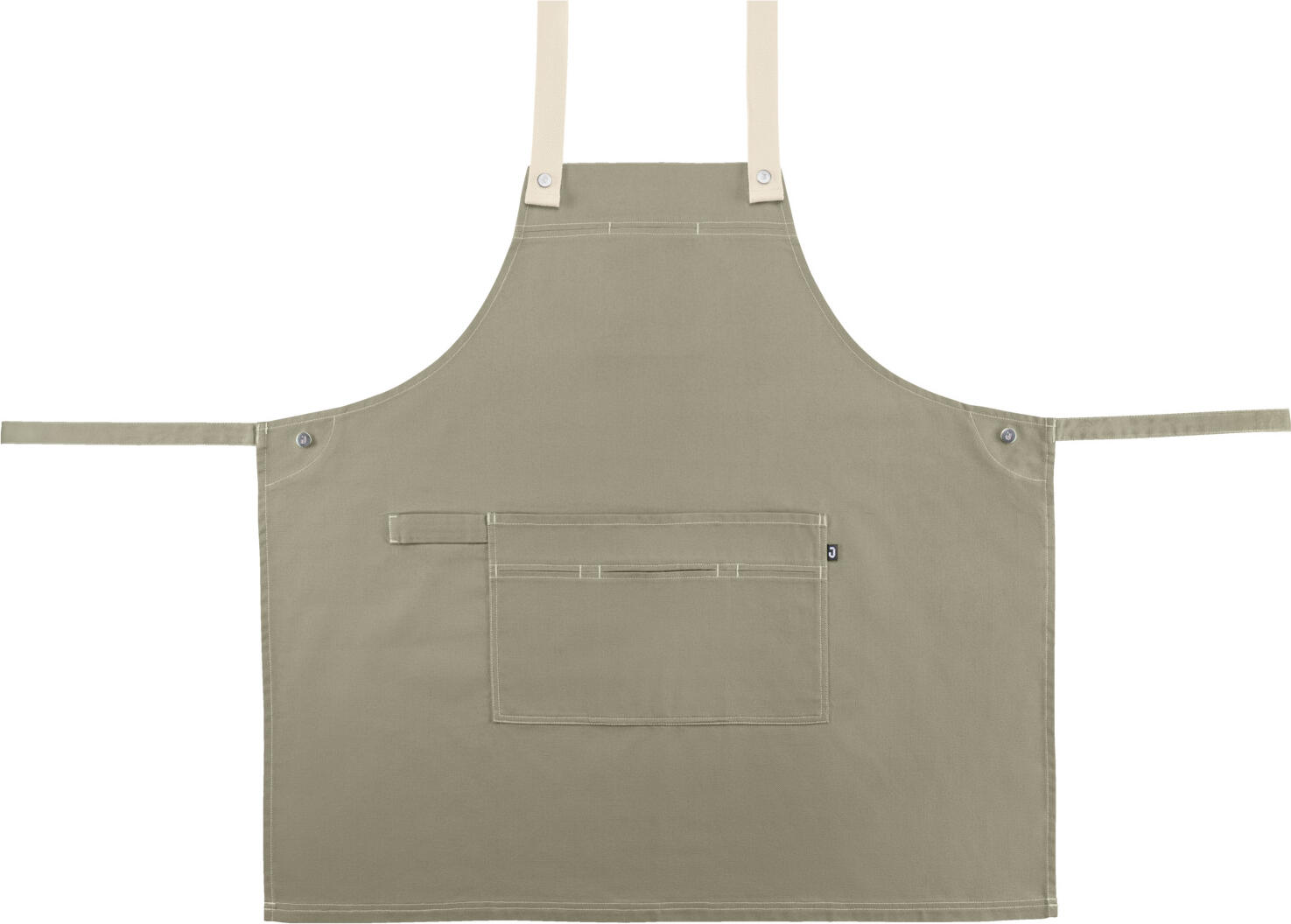 Jobeline Larry Bib Apron 77x80 cm Khaki, Polyester Cotton Canvas Blend with Adjustable Over-the-Shoulder Straps and Snap Pocket