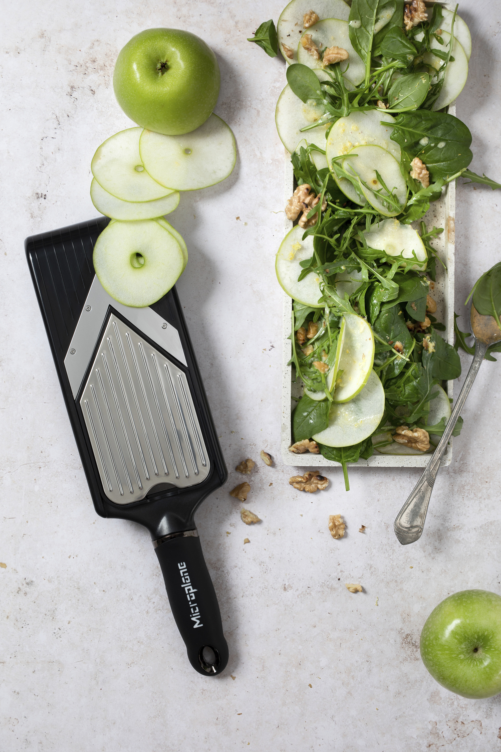 Microplane Adjustable V-Blade Slicer with Julienne Feature, Stainless Steel Blades, Infinity Dial Thickness Adjustment, Ergonomic Handle, Black