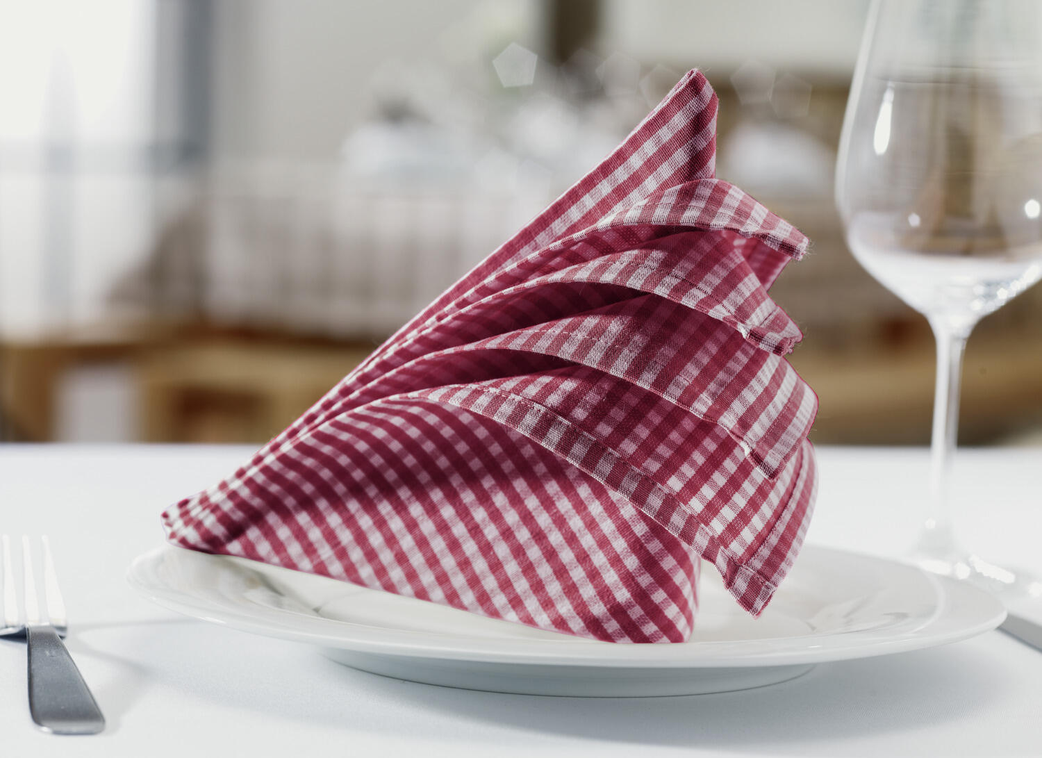 ERWIN M. LUSINI La Villa Napkins, Set of 6, 50 x 50 cm, Red Vichy Check, 50% Cotton 50% Polyester, Easy Care and Quick Drying