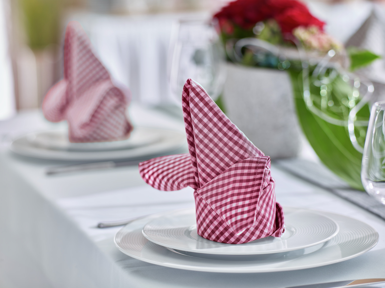 ERWIN M. LUSINI La Villa Napkins, Set of 6, 50 x 50 cm, Red Vichy Check, 50% Cotton 50% Polyester, Easy Care and Quick Drying