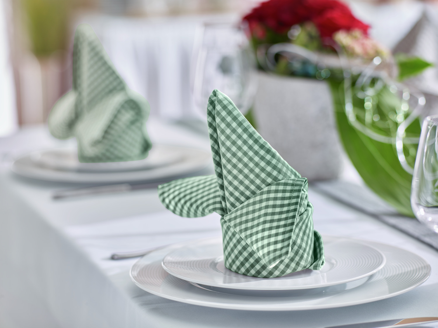 Set de 6 servete ERWIN M. La Villa, 50 x 50 cm, Carou Vichy Verde, 50% bumbac 50% poliester, Intretinere Usora si Uscare Rapida