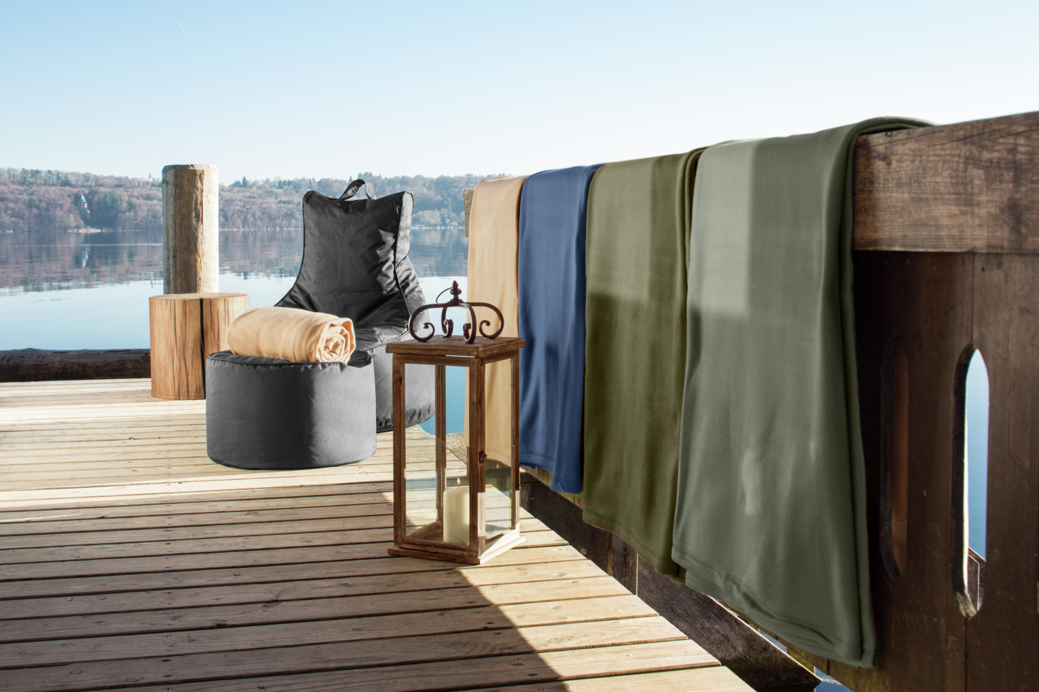 ERWIN M. LUSINI Arktis Fleece Blanket, 100% Polyester, 220 x 240 cm, Dark-green, OEKO-TEX Standard 100 Certified, Durable and Quick Drying