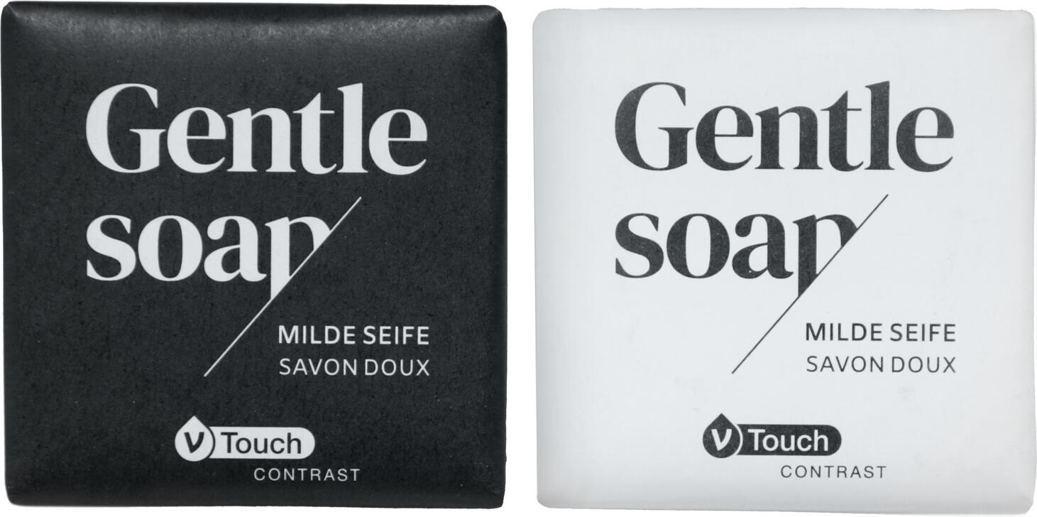 V-Touch LUSINI Solutions GmbH Hotel soap Contrast Hotel Seife Contrast Hotel soap Contrast; white; 500 piece / pack Hotel Seife Contrast; weiß; 500 Stück / Pack Skin-caring and gently cleansing V-Touch Contrast soap. The square soap bar impresses with its mild lather, gentle cleansing performance and leaves the skin clean and well cared for. The soap is neutral and therefore ideal for all guests. Dermatologically tested. The soap is individually packaged. Hautpflegende und sanft reinigende Seife V-Touch Contrast. Das viereckige Seifenstück überzeugt mit mildem Schaum, sanfter Reinigungsleistung und lässt die Haut gepflegt und sauber zurück. Die Seife ist neutral und dadurch für jeden Gast bestens geeignet. Dermatologisch getestet. Die Seife ist einzeln verpackt.