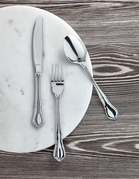 Pulsiva Malaga II Table Knife Set of 12, 13/0 Chrome Stainless Steel, Mirror Polished, 22.6 cm, Dishwasher Safe, Gastronomy Grade