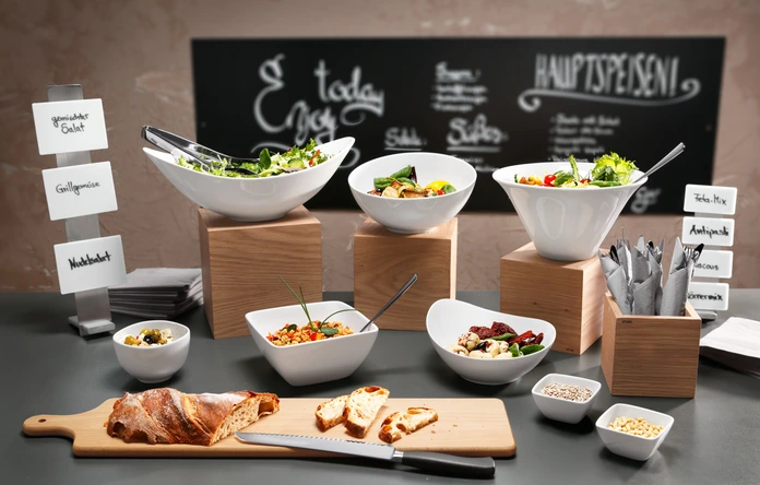 Vega Lusini Galway Porcelain Bowl Set of 6, 650 ml, White Square Tapered Bowls, Microwave and Dishwasher Safe