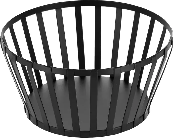 Cos pentru fructe si paine VEGA Liro, rotund din otel vopsit electrostatic, diametru 20 cm, inaltime 10 cm, negru