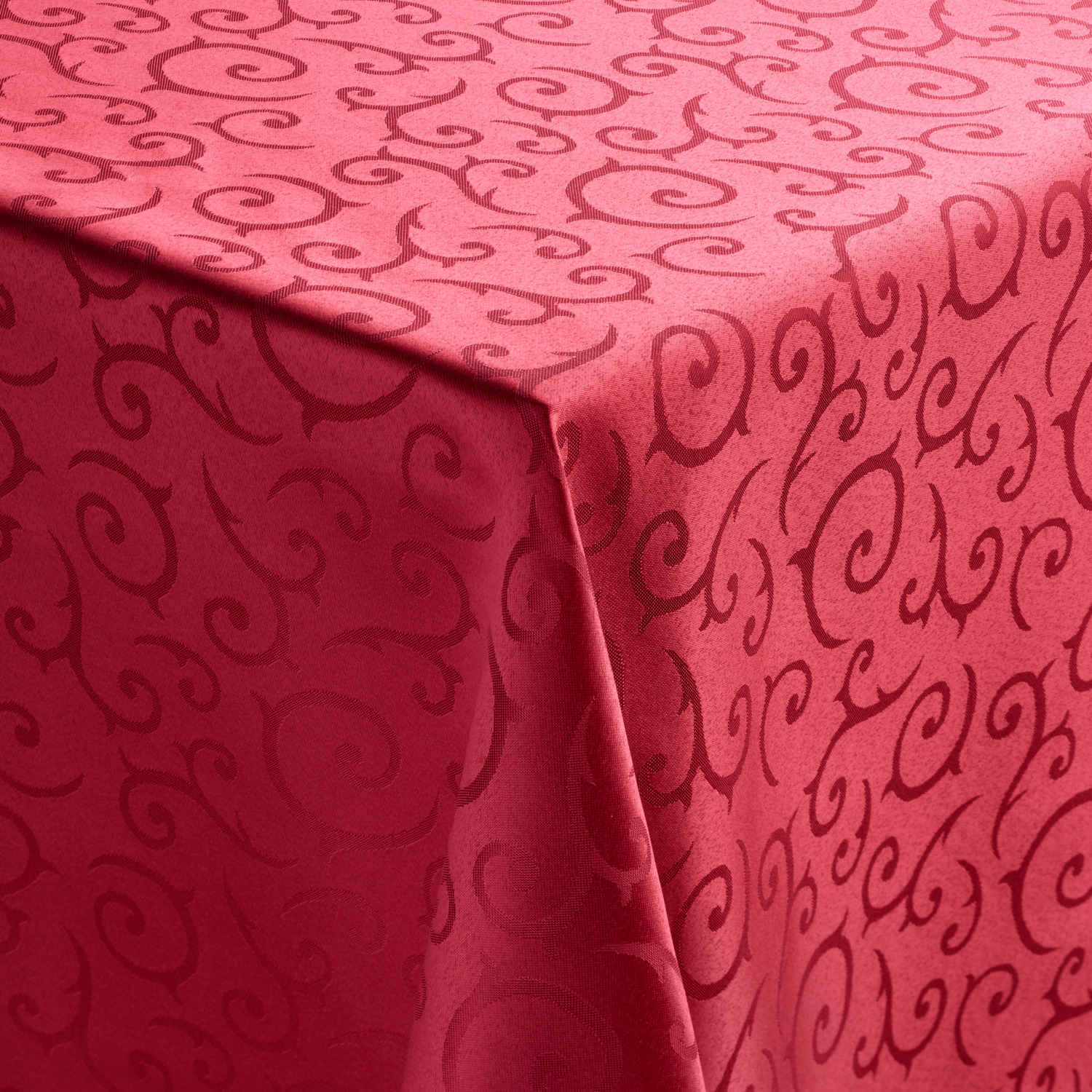 PULSIVA Tablecloth Mega Square 100 x 100 cm, 100% Polyester Burgundy with Noble Pattern, Silk Sheen, OEKO-TEX Standard 100 Certified, Easy-Care
