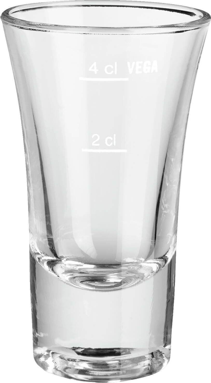VEGA LUSINI Solutions GmbH Shot glass Podena with filling line Schnapsglas Podena mit Eichstrich Shot glass Podena with filling line; 60 ml, 5.1x8.8 cm (ØxH); transparent; 2 cl & 4 cl Filling line, 6 piece / pack Schnapsglas Podena mit Eichstrich; 60 ml, 5.1x8.8 cm (ØxH); transparent; 2 cl & 4 cl Eichstrich, 6 Stück / Pack Shot glass with ice bottom. With filling line or double filling line. Dishwasher safe. Schnapsglas mit Eisboden. Mit Eichstrich oder DoppelEichstrich. Spülmaschinenfest.