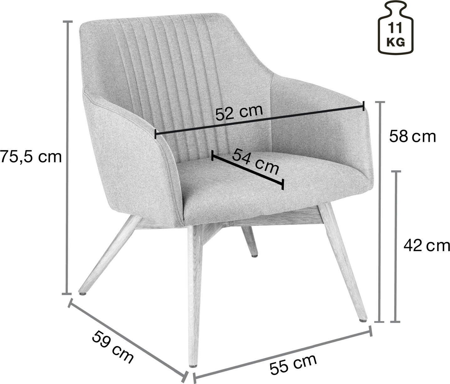VEGA Arne Lounge Armchair, Solid Oiled Oak Frame, Polyester Fabric Seat, 65x76x75.5 cm, FSC-certified, Light-blue