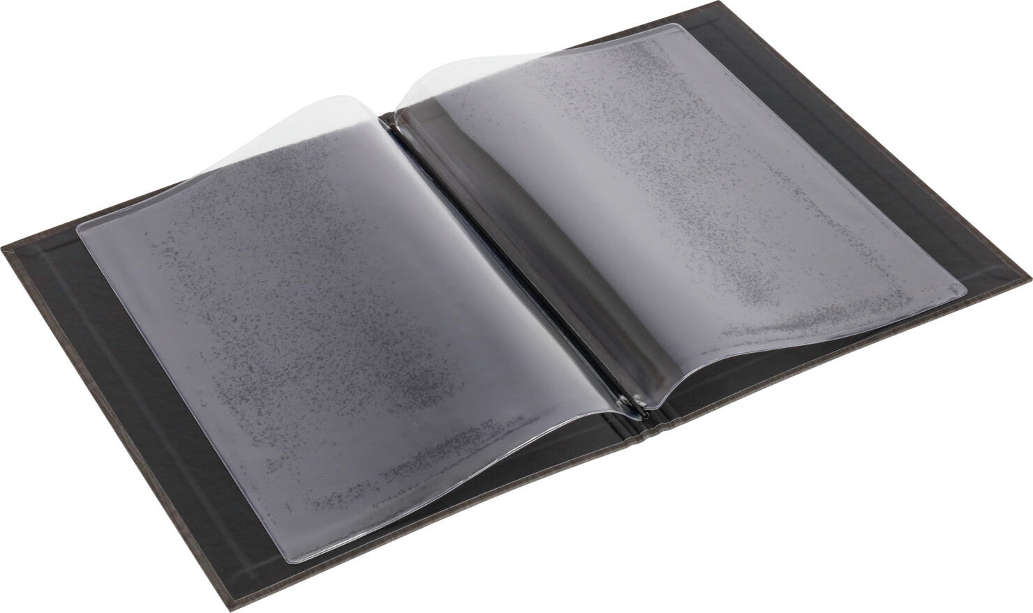 Cover Menu VEGA Lenio DIN A4 23.8 x 32.6 cm Antracit Aspect Lemn Carton Celofan cu Banda Elastica si Folie Transparenta Dubla