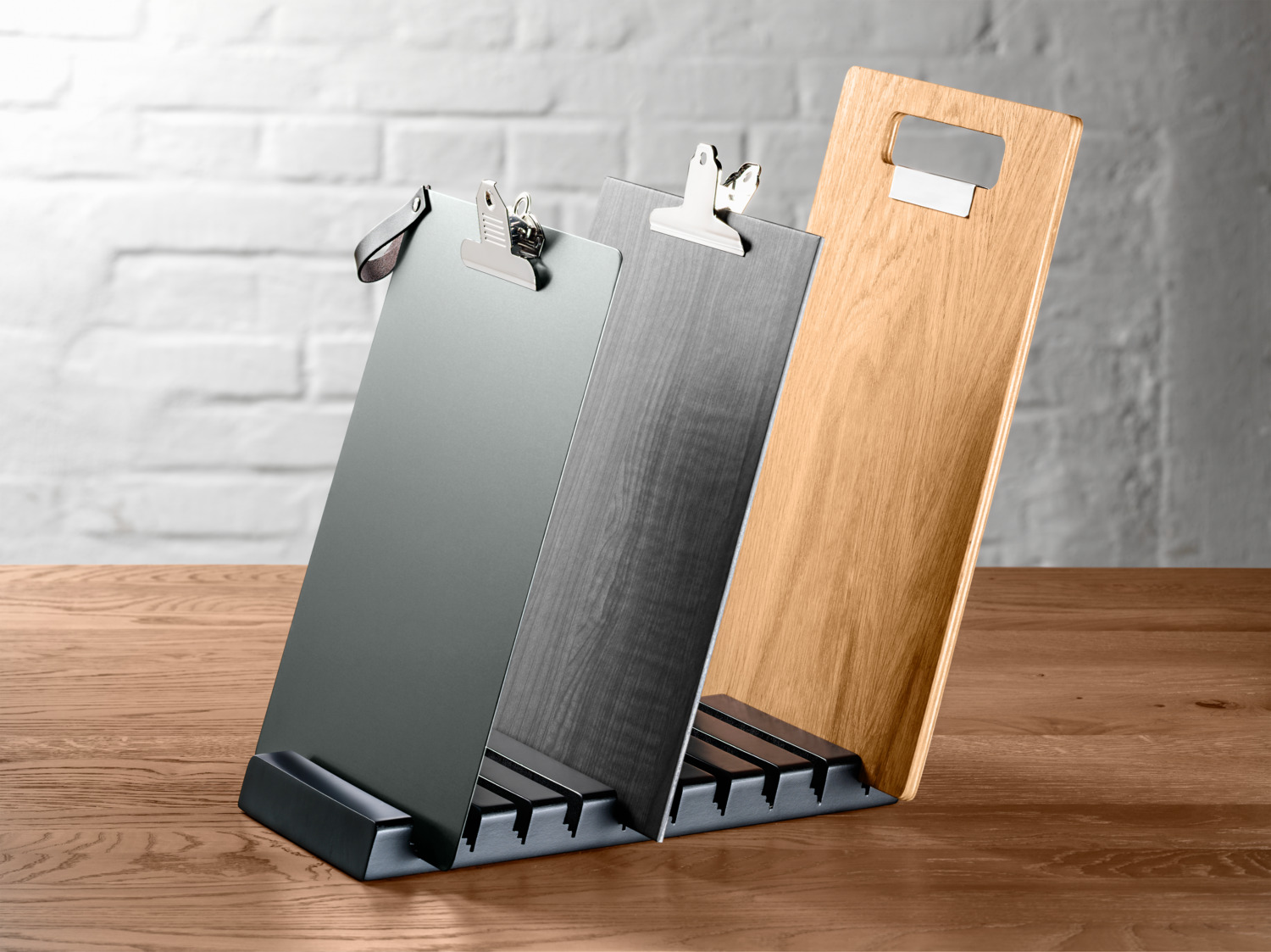 VEGA Colorado Menu Clipboard DIN A4, Anodized Aluminum, Anthracite, with Imitation Leather Hanging Loop and Integrated Clip, 23 x 32 cm