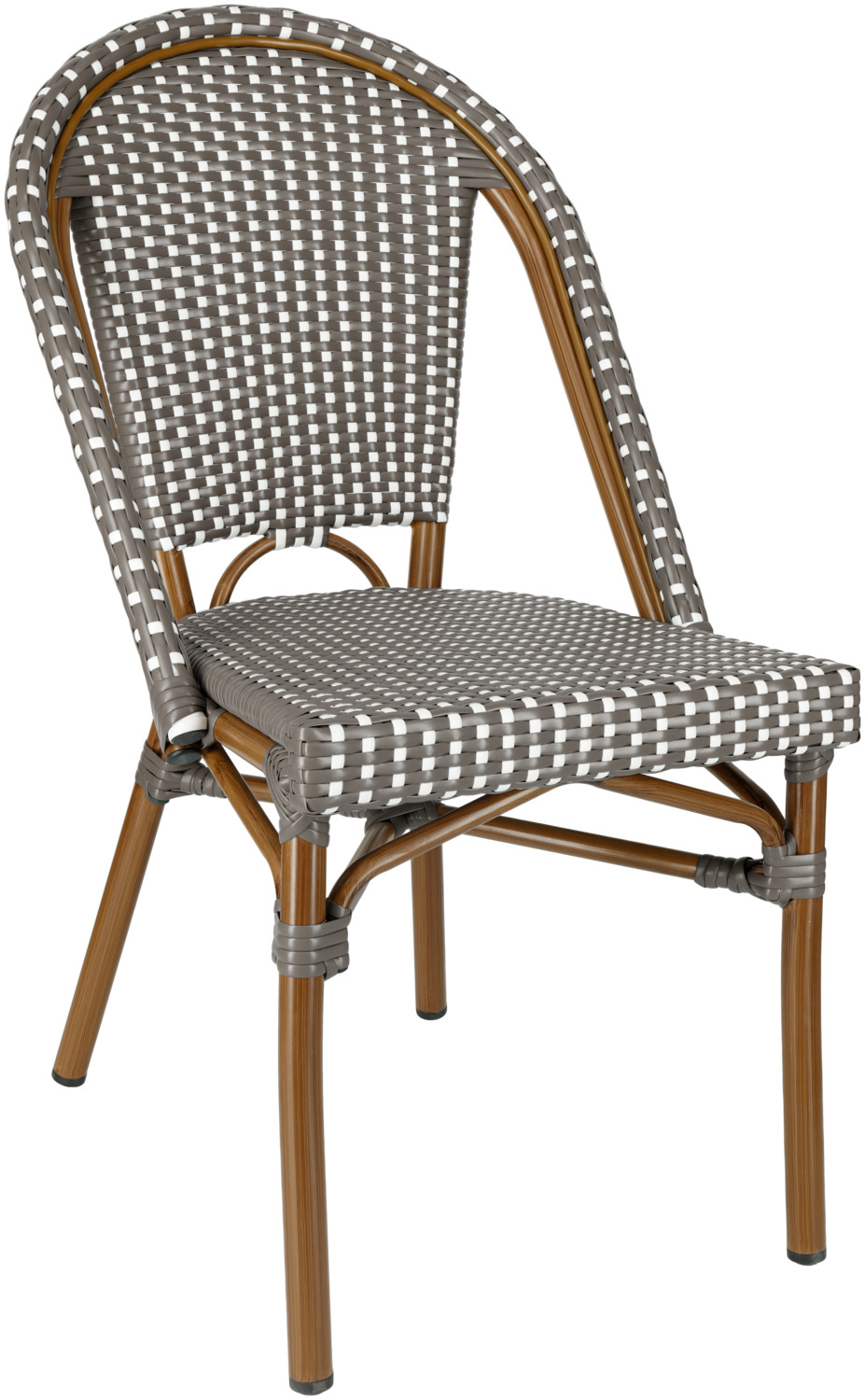 VEGA LUSINI Astoria Outdoor Bistro Chair, Black/White, Powder-Coated Aluminium Frame, Weatherproof Plastic Wicker, Stackable, Set of 2