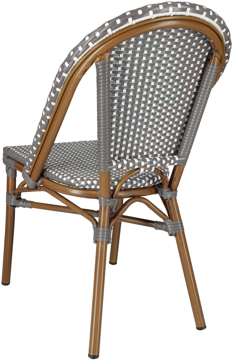 VEGA LUSINI Astoria Outdoor Bistro Chair, Black/White, Powder-Coated Aluminium Frame, Weatherproof Plastic Wicker, Stackable, Set of 2